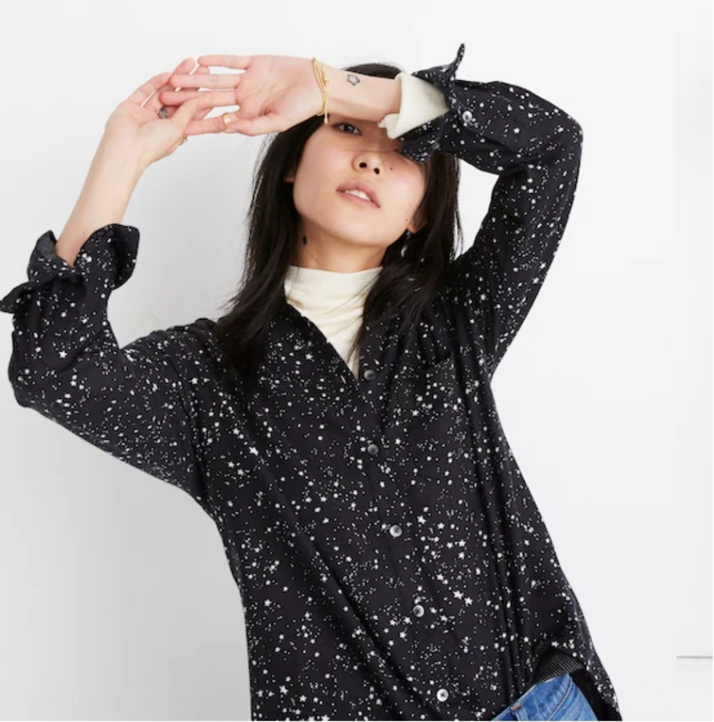 Madewell Black and‎ White Star Striped Shirt